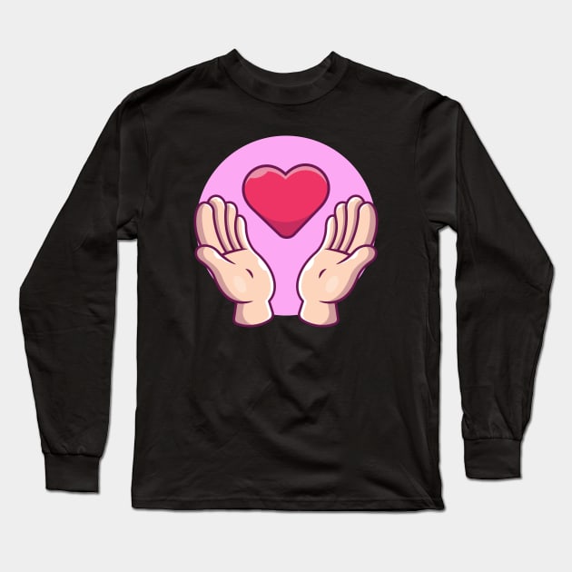 Hands catching love cartoon Long Sleeve T-Shirt by Catalyst Labs